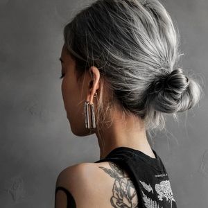 Ask&Embla white brass hanger earrings